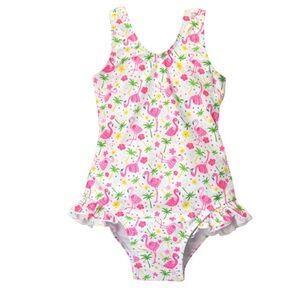 FLAP HAPPY girls one piece swimsuit in pink floral size 7